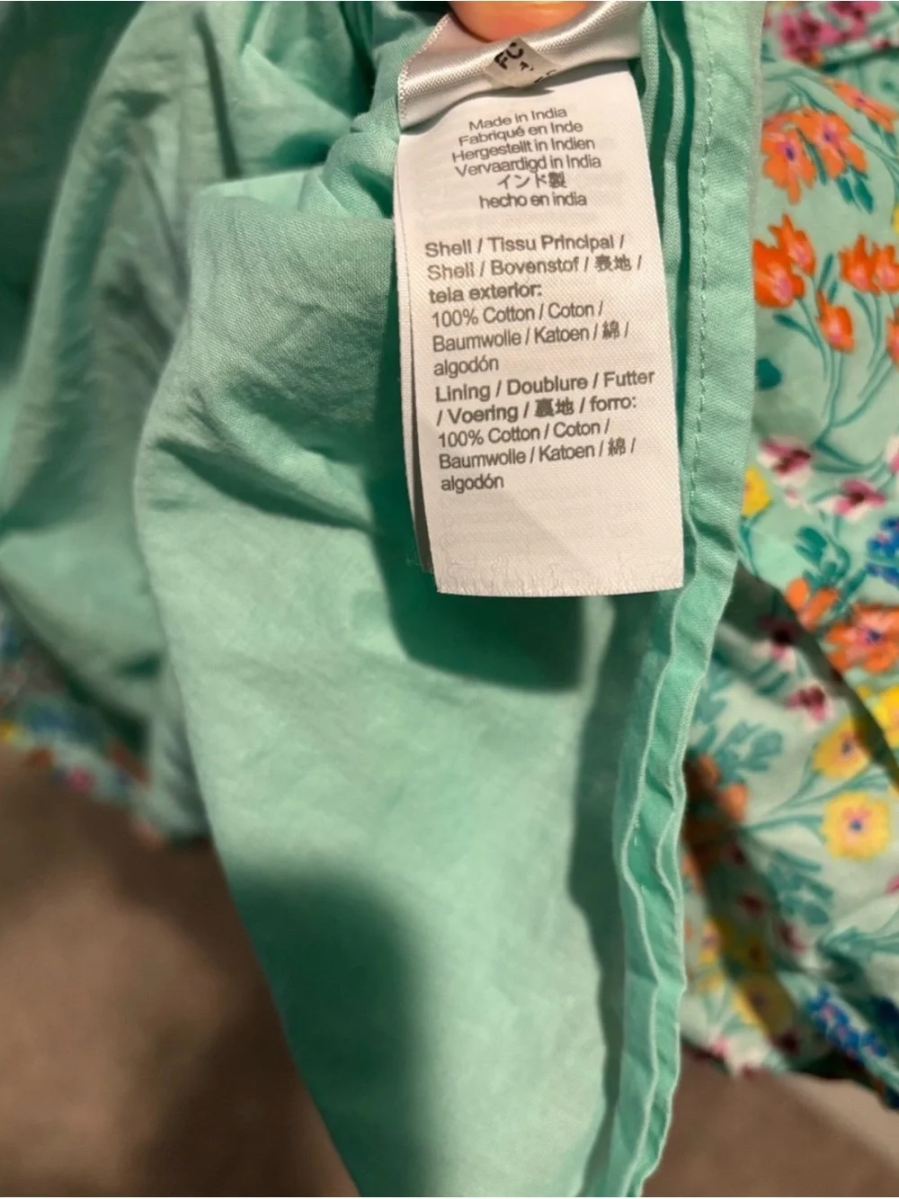 JCrew floral midi dress with ruffle V-neck teal and pink Size 10